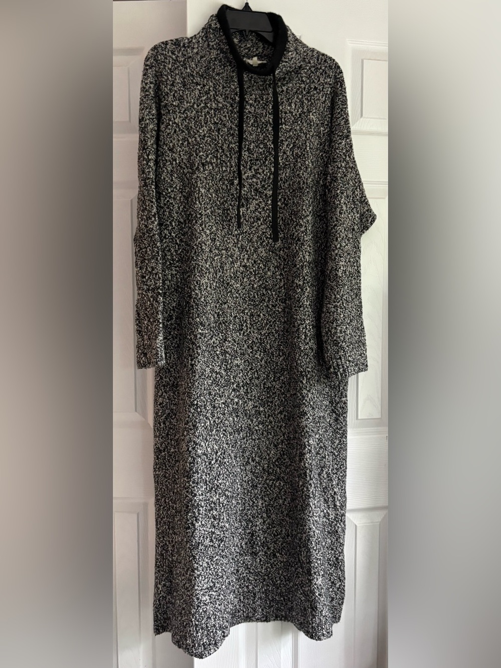 Lou & Grey Cozy Black & White Knit Melange Maxi Length Sweater Dress Size XL